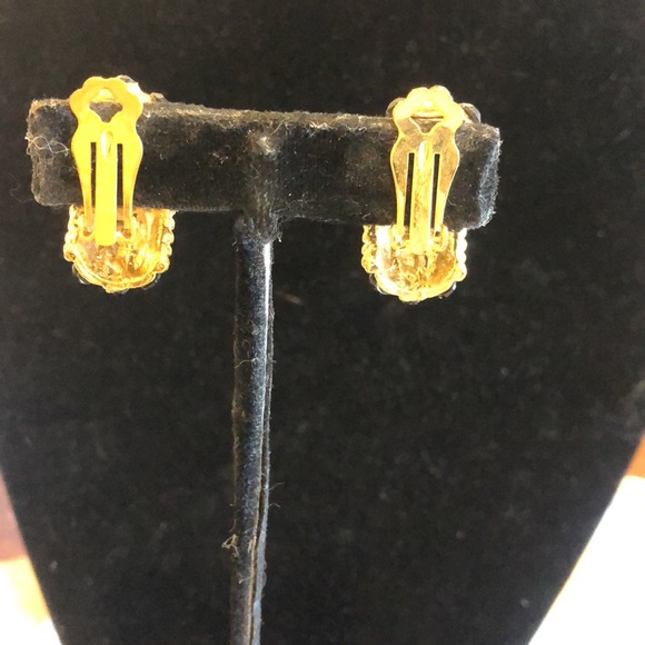 Jet Black Austrian Crystal 1/2 Hoop Earrings, Boutique - Picture 6 of 6